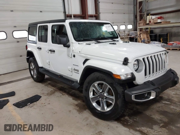 2021 Jeep Wrangler Unlimited Sahara with VIN 1C4HJXEG2MW655357, listed as a IAAI auction lot 41724695 with 37,644 mi miles and . Bid and sale history available at DreamBid. Image 1.