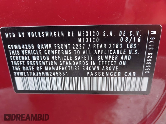 2017 Volkswagen Jetta SEL z VIN 3VWL17AJ5HM245831, wystawiony jako IAAI lot #41128163 z przebiegiem 149 248 mil mil oraz . Historia ofert i sprzedaży dostępna na DreamBid. Obrazek 9.