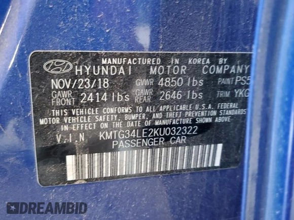 2019 Genesis G70 3.3T Advanced with VIN KMTG34LE2KU032322, listed as a Copart auction lot 66004014 with 24,852 mi miles and Salvage Title. Bid and sale history available at carsss.com. Image 12.