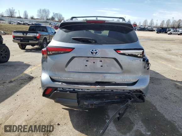 2023 Toyota Highlander Hybrid Limited with VIN 5TDXBRCH8PS597517, listed as a Copart auction lot 43816715 with 14,215 mi miles and Salvage title. Bid and sale history available at DreamBid. Image 6.