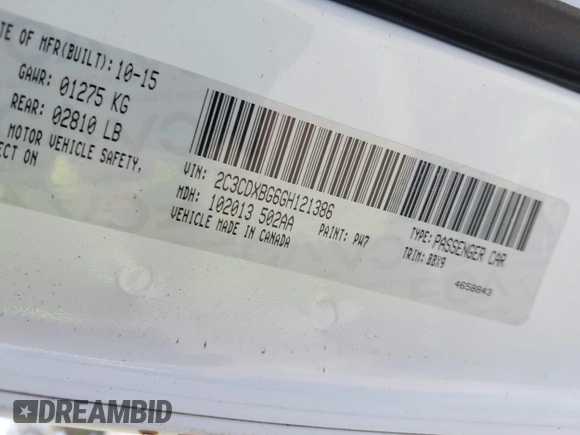 2016 Dodge Charger SE with VIN 2C3CDXBG6GH121386, listed as a IAAI auction lot 42039875 with 116,028 mi miles and . Bid and sale history available at carsss.com. Image 9.