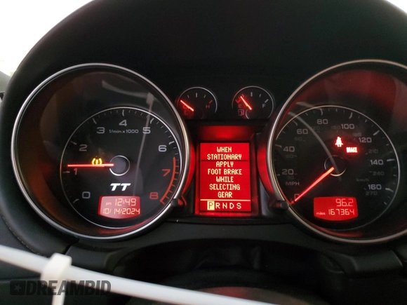2008 Audi TT 3.2L with VIN TRUDD38J681011763, listed as a Copart auction lot 75546554 with 167,364 mi miles and Salvage Title. Bid and sale history available at carsss.com. Image 9.