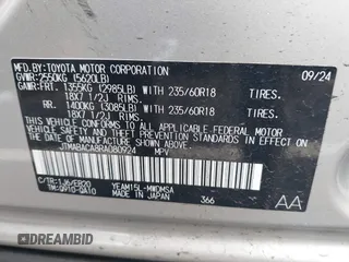 2024 Toyota bZ4X XLE z VIN JTMABACA8RA080924, wystawiony jako IAAI lot #41938891 z przebiegiem Nie podano mil oraz . Historia ofert i sprzedaży dostępna na DreamBid. Obrazek 9.