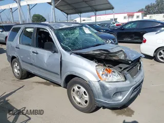 2005 Honda CR-V LX with VIN JHLRD68595C004992, listed as a IAAI auction lot 42074824 with 155,895 mi miles and . Bid and sale history available at carsss.com. Image 1.