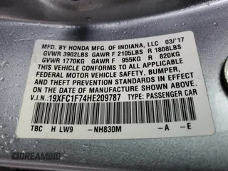 2017 Honda Civic EX-L z VIN 19XFC1F74HE209787, wystawiony jako Copart lot #56352415 z przebiegiem 130 264 mil mil oraz Szkoda całkowita • Salvage title. Historia ofert i sprzedaży dostępna na DreamBid. Obrazek 13.