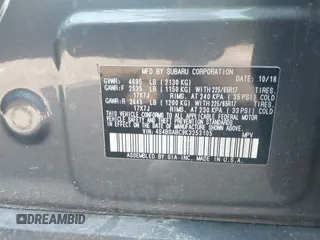 2019 Subaru Outback with VIN 4S4BSABC9K3253105, listed as a IAAI auction lot 42615620 with 93,786 mi miles and . Bid and sale history available at DreamBid. Image 9.