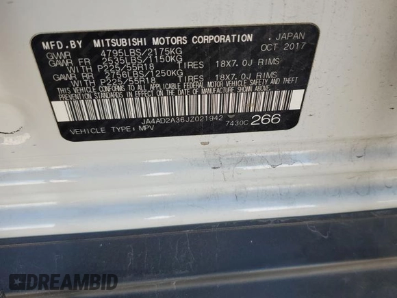 2018 Mitsubishi Outlander ES with VIN JA4AD2A36JZ021942, listed as a Copart auction lot 62025915 with 92,995 mi miles and Salvage title. Bid and sale history available at DreamBid. Image 13.
