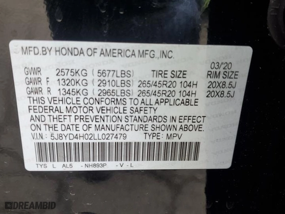 2020 Acura MDX w/Technology/A-Spec Pkg with VIN 5J8YD4H02LL027479, listed as a Copart auction lot 41642195 with 0 mi miles and Salvage Title. Bid and sale history available at carsss.com. Image 13.