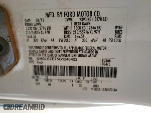 2016 Ford Transit Connect XL z VIN NM0LS7E75G1246422, wystawiony jako Copart lot #62190355 z przebiegiem 215 188 mil mil oraz Szkoda całkowita • Salvage title. Historia ofert i sprzedaży dostępna na DreamBid. Obrazek 13.