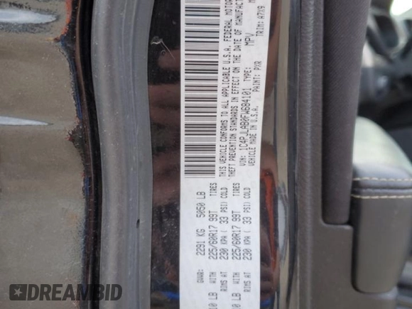 2015 Jeep Cherokee Sport z VIN 1C4PJLAB0FW684101, wystawiony jako Copart lot #87478344 z przebiegiem 160 386 mil mil oraz Szkoda całkowita • Salvage title. Historia ofert i sprzedaży dostępna na DreamBid. Obrazek 13.
