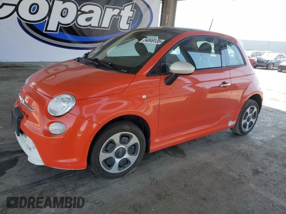 2013 FIAT 500e with VIN 3C3CFFGE7DT751092, listed as a Copart auction lot 54049135 with 66,997 mi miles and Clean Title. Bid and sale history available at carsss.com. Image 1.