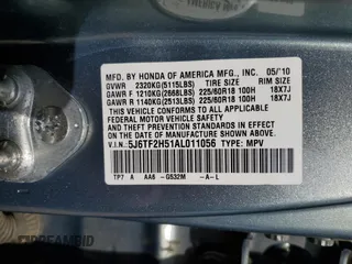 2010 Honda Crosstour EX-L z VIN 5J6TF2H51AL011056, wystawiony jako Copart lot #51481235 z przebiegiem 113 494 mil mil oraz Szkoda całkowita • Salvage title. Historia ofert i sprzedaży dostępna na DreamBid. Obrazek 15.
