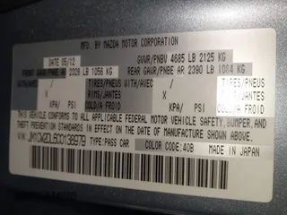 2012 Mazda 5 Grand Touring with VIN JM1CW2DL6C0138979, listed as a IAAI auction lot 41936188 with 57,963 mi miles and . Bid and sale history available at carsss.com. Image 9.