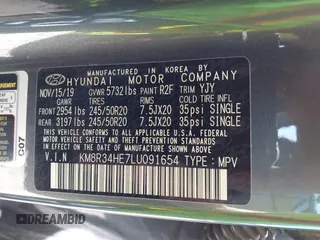 2020 Hyundai Palisade SEL with VIN KM8R34HE7LU091654, listed as a IAAI auction lot 41809048 with 87,984 mi miles and . Bid and sale history available at DreamBid. Image 9.