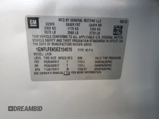 2014 Chevrolet Equinox LT z VIN 1GNFLFEK5EZ104976, wystawiony jako Copart lot #53855945 z przebiegiem Nie podano mil oraz Szkoda całkowita • Salvage title. Historia ofert i sprzedaży dostępna na DreamBid. Obrazek 13.