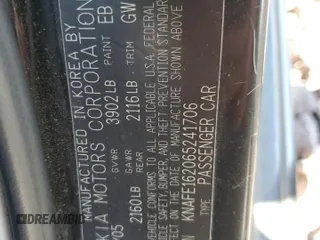 2006 Kia Spectra with VIN KNAFE162065241706, listed as a Copart auction lot 68949914 with 153,169 mi miles and Salvage Title. Bid and sale history available at carsss.com. Image 12.