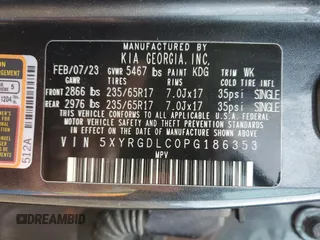 2023 Kia Sorento LX with VIN 5XYRGDLC0PG186353, listed as a Copart auction lot 50159595 with 51,832 mi miles and Salvage Title. Bid and sale history available at carsss.com. Image 13.
