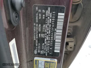 2015 Kia Optima LX with VIN 5XXGM4A73FG358013, listed as a Copart auction lot 82112314 with 135,264 mi miles and Salvage Title. Bid and sale history available at carsss.com. Image 12.