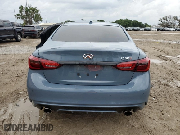 2022 Infiniti Q50 Red Sport 400 with VIN JN1FV7DP7NM370229, listed as a Copart auction lot 55123274 with 36,057 mi miles and Salvage Title. Bid and sale history available at DreamBid. Image 6.