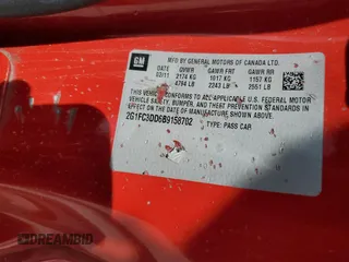 2011 Chevrolet Camaro 2LT with VIN 2G1FC3DD6B9158702, listed as a Copart auction lot 55799765 with 142,101 mi miles and Salvage title. Bid and sale history available at DreamBid. Image 12.