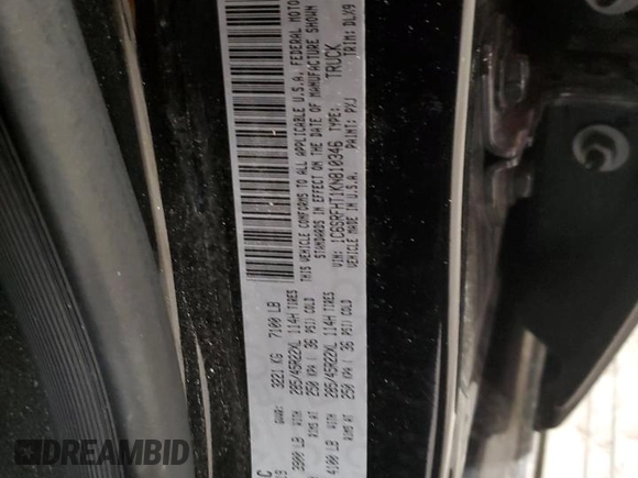 2019 Ram 1500 Limited with VIN 1C6SRFHT1KN810346, listed as a Copart auction lot 56713315 with 87,066 mi miles and Salvage title. Bid and sale history available at DreamBid. Image 12.