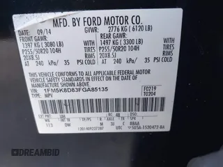 2015 Ford Explorer XLT with VIN 1FM5K8D83FGA85135, listed as a IAAI auction lot 41989232 with 149,493 mi miles. Bid and sale history available at carsss.com. Image 9.
