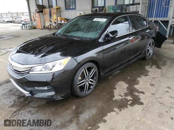 2017 Honda Accord Sedan Sport with VIN 1HGCR2F54HA147155, listed as a Copart auction lot 54387675 with 90,720 mi miles and Salvage Title. Bid and sale history available at carsss.com. Image 1.