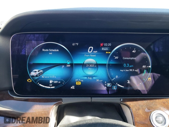 2023 Mercedes-Benz E 350 with VIN W1KZF8EB0PB139094, listed as a Copart auction lot 46427445 with 21,303 mi miles and Salvage Title. Bid and sale history available at DreamBid. Image 9.