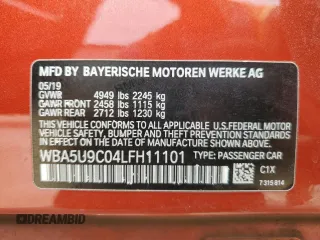 2020 BMW 3 Series M340i xDrive with VIN WBA5U9C04LFH11101, listed as a Copart auction lot 62268984 with 47,696 mi miles and Clean Title. Bid and sale history available at DreamBid. Image 13.