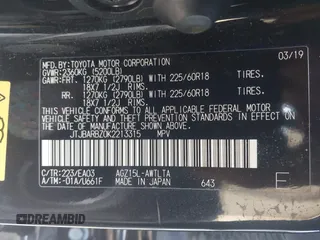 2019 Lexus NX 300 z VIN JTJBARBZ0K2213315, wystawiony jako IAAI lot #41707484 z przebiegiem 47 305 mil mil oraz . Historia ofert i sprzedaży dostępna na DreamBid. Obrazek 9.