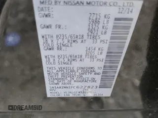 2015 Nissan Pathfinder S с VIN 5N1AR2MN1FC627823, выставлен на аукционе Copart как лот 55274505 с пробегом 109 056 миль миль и Списание • Salvage title. История ставок и продаж доступна на DreamBid. Изображение 12.