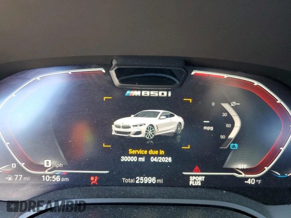 2019 BMW 8 Series M850i xDrive with VIN WBABC4C56KBJ35745, listed as a Copart auction lot 47300595 with 25,996 mi miles and Salvage Title. Bid and sale history available at carsss.com. Image 9.