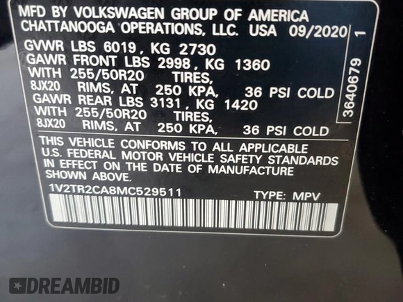 2021 Volkswagen Atlas SEL Premium with VIN 1V2TR2CA8MC529511, listed as a Copart auction lot 53453355 with 116,082 mi miles and Salvage title. Bid and sale history available at DreamBid. Image 13.