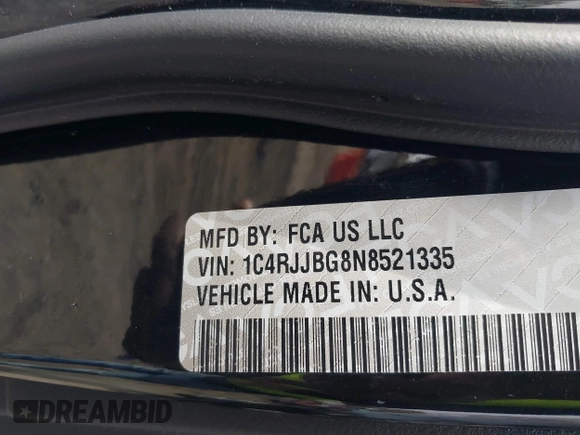 2022 Jeep Grand Cherokee Limited with VIN 1C4RJJBG8N8521335, listed as a IAAI auction lot 41010211 with 45,047 mi miles and . Bid and sale history available at DreamBid. Image 9.