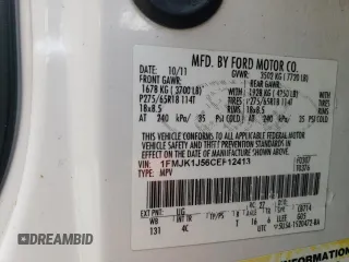 2012 Ford Expedition Max King Ranch with VIN 1FMJK1J56CEF12413, listed as a Copart auction lot 54669825 with 236,850 mi miles and Salvage title. Bid and sale history available at DreamBid. Image 13.