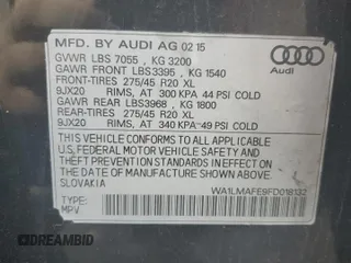 2015 Audi Q7 Premium Plus with VIN WA1LMAFE9FD018132, listed as a Copart auction lot 54209495 with 212,514 mi miles and Clean title. Bid and sale history available at DreamBid. Image 13.