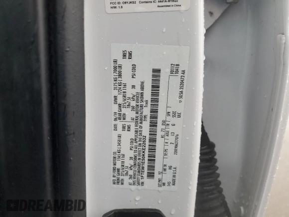 2019 Ford F-150 XL with VIN 1FTEW1E50KKE22632, listed as a Copart auction lot 45663285 with Not Provided miles and Salvage Title. Bid and sale history available at DreamBid. Image 14.