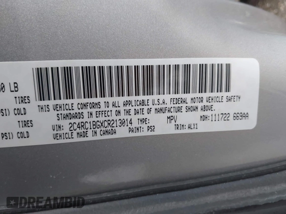 2012 Chrysler Town & Country Touring with VIN 2C4RC1BGXCR213014, listed as a IAAI auction lot 41997723 with 143,848 mi miles. Bid and sale history available at carsss.com. Image 9.