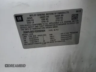 2012 GMC Terrain SLE-2 with VIN 2GKFLSE51C6392004, listed as a Copart auction lot 50004475 with 223,133 mi miles and Salvage Title. Bid and sale history available at DreamBid. Image 13.