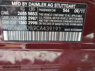 2012 Mercedes-Benz S-Class S 550 with VIN WDDNG7DB9CA439191, listed as a Copart auction lot 53827915 with 0 mi miles and Clean Title. Bid and sale history available at carsss.com. Image 12.