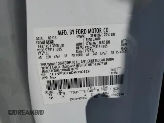 2013 Ford F-150 XL with VIN 1FTNF1CF8DKG10829, listed as a Copart auction lot 55167525 with 104,110 mi miles and Salvage title. Bid and sale history available at DreamBid. Image 12.