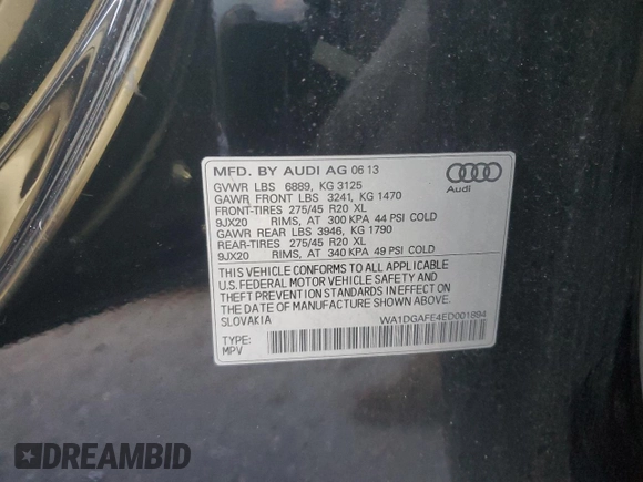 2014 Audi Q7 3.0T S line Prestige with VIN WA1DGAFE4ED001894, listed as a Copart auction lot 84680814 with 155,944 mi miles and Salvage Title. Bid and sale history available at carsss.com. Image 13.