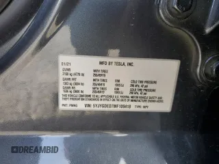 2021 Tesla Model Y Standard Range with VIN 5YJYGDED7MF109418, listed as a Copart auction lot 51590135 with 86,668 mi miles and Salvage Title. Bid and sale history available at DreamBid. Image 16.