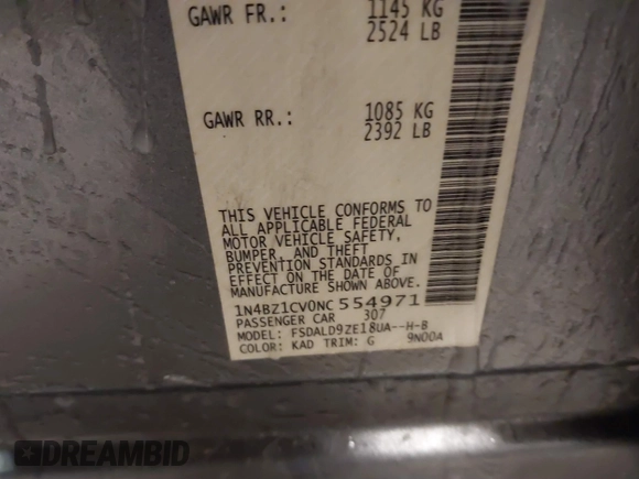 2022 Nissan LEAF SV Plus with VIN 1N4BZ1CV0NC554971, listed as a IAAI auction lot 41348000 with 31,479 mi miles and . Bid and sale history available at DreamBid. Image 9.