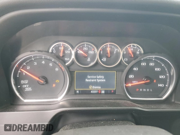 2021 Chevrolet Silverado 1500 LT with VIN 1GCRYDED0MZ108834, listed as a Copart auction lot 44818655 with 43,207 mi miles and Salvage Title. Bid and sale history available at DreamBid. Image 9.