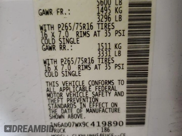 2009 Nissan Frontier SE with VIN 1N6AD07WX9C419890, listed as a Copart auction lot 47766455 with 128,939 mi miles and Salvage title. Bid and sale history available at DreamBid. Image 12.