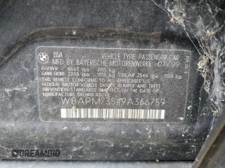 2009 BMW 3 Series 335i z VIN WBAPM73549A366759, wystawiony jako Copart lot #52532465 z przebiegiem 85 598 mil mil oraz Szkoda całkowita • Salvage title. Historia ofert i sprzedaży dostępna na DreamBid. Obrazek 12.