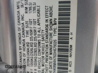 2013 Honda CR-V EX-L with VIN 2HKRM4H76DH679026, listed as a Copart auction lot 54014485 with 154,895 mi miles and Salvage Title. Bid and sale history available at carsss.com. Image 14.