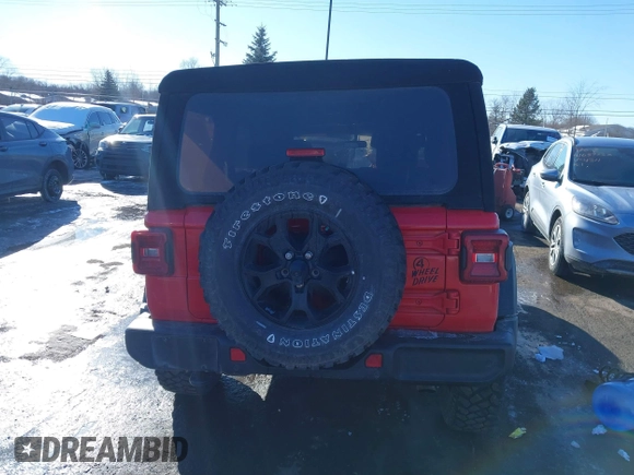 2021 Jeep Wrangler Unlimited Willys Sport with VIN 1C4HJXDG9MW754873, listed as a IAAI auction lot 41641167 with 25,410 mi miles and . Bid and sale history available at DreamBid. Image 16.