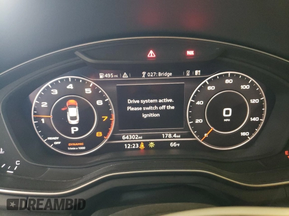 2019 Audi A5 Sportback Premium Plus with VIN WAUBNCF5XKA008292, listed as a Copart auction lot 46281164 with 64,302 mi miles. Bid and sale history available at carsss.com. Image 9.